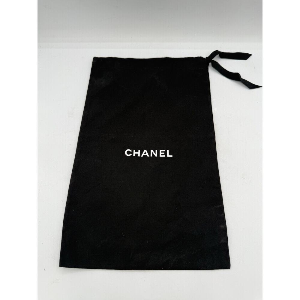 Authentic Chanel Dust Bag Black Logo Storage Travel Handbag Shoe Belt 12.5x7.5